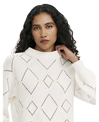 Finery London Women's Odette Diamond Pointelle Crewneck Long-Sleeve Sweater