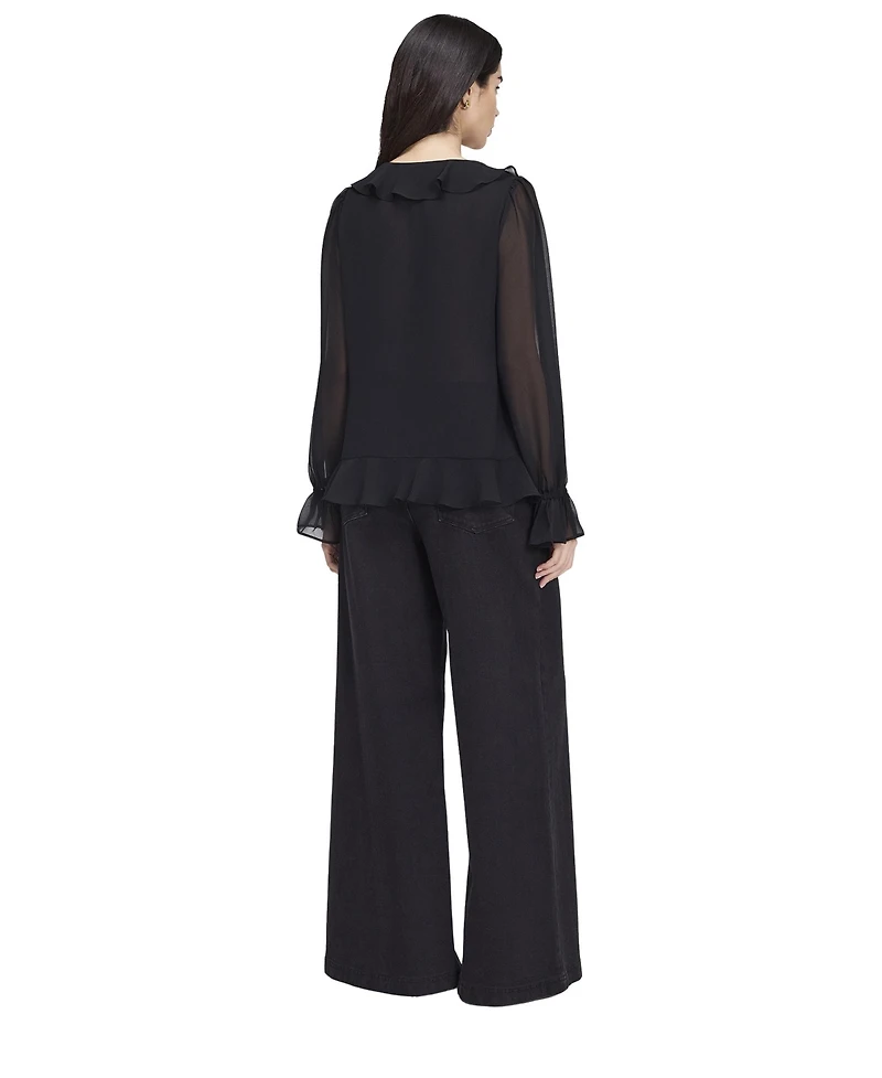 Finery London Women's Jannelle Sheer Long-Sleeve Blouse