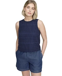 Finery London Women's Gloria Eyelet Cotton Crewneck Blouse