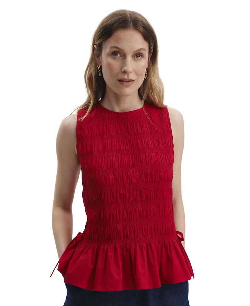 Finery London Women's Malani Shirred Peplum Top