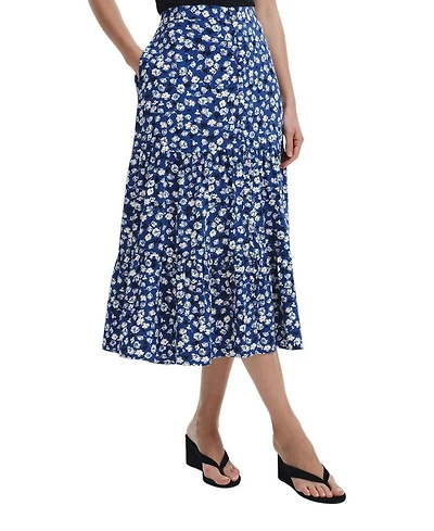 Finery London Women's Isla Tiered Floral-Print High-Waisted Midi Skirt