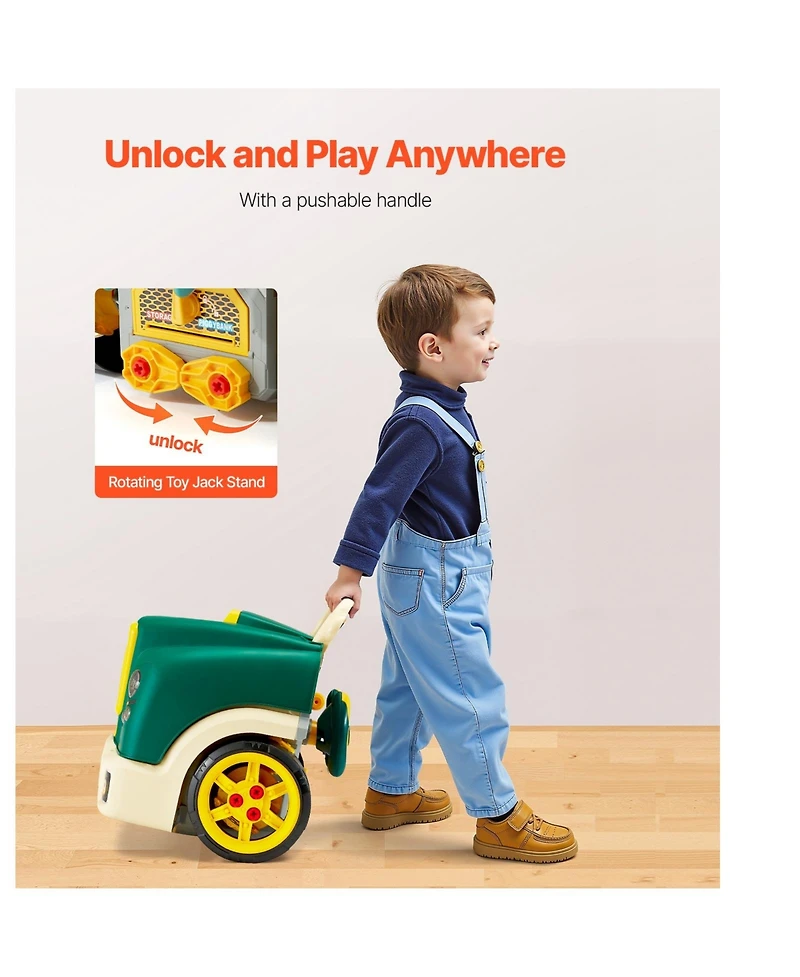 Sugift Mechanic Engine Lights, Sounds and Steering Wheel 60-Piece Playset, Ages 3+