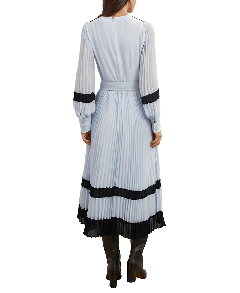 Reiss Women's Tori Colour-Block Pleated Midi Dress