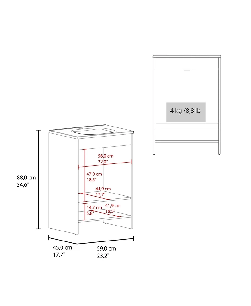 Fm Furniture Shell Bathroom Vanity with 2 Doors and Open Storage