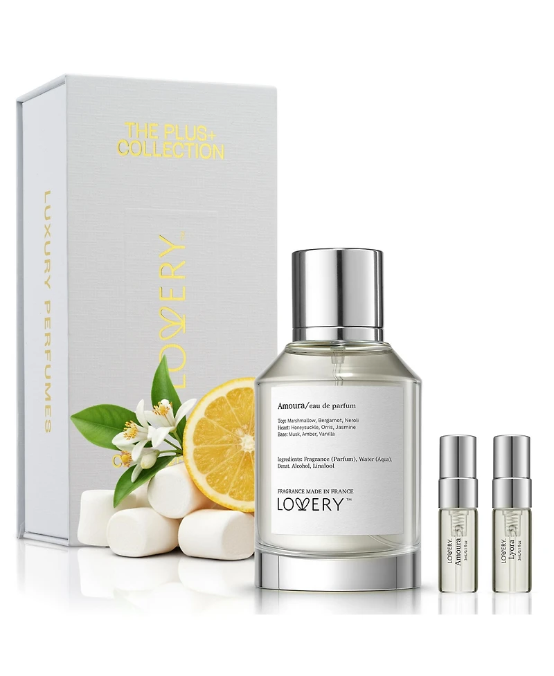 LoveryPlus Amoura Eau de Parfum 3pc Gift Set - 3.4fl oz Women Perfume Gift Set with 2 Mini Perfumes