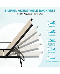 gaomon Outdoor Lounge Chair, 5-Position Reclining Chaise for Garden, Balcony and Poolside