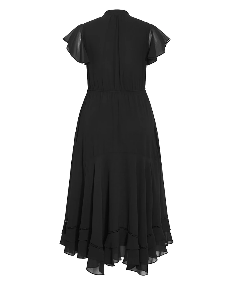 City Chic Plus Size Yasmine Victorian-Turtleneck Sheer Cap-Flutter Sleeves Maxi Dress