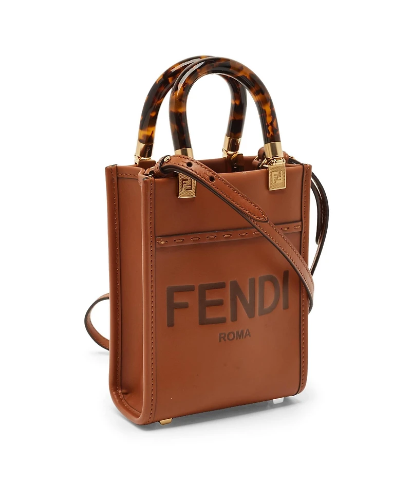 Pre-Owned Fendi Women's Sunshine Mini Leather Tote with Tortoiseshell Handles