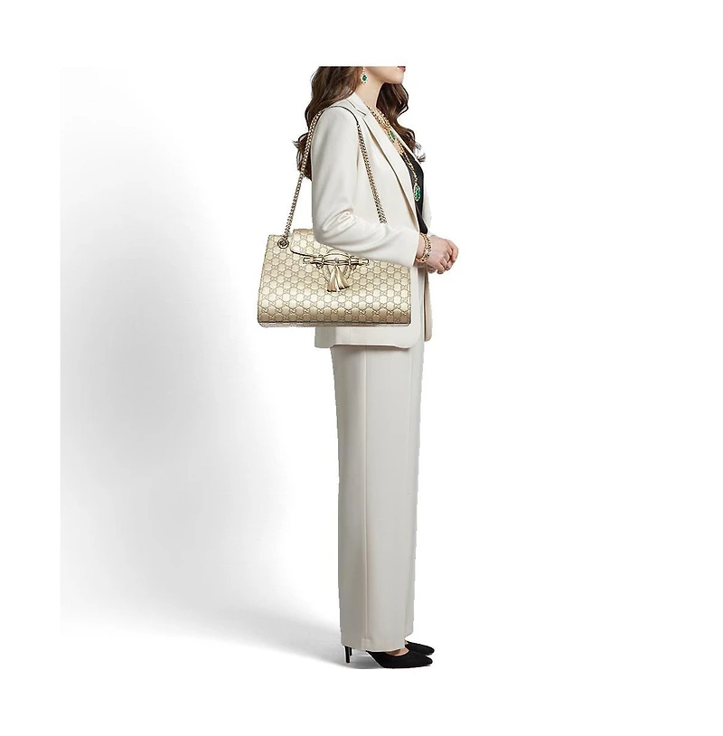 Pre-Owned Gucci Women's Emily Large Gucci Sima Leather Chain Shoulder Bag