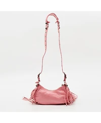 Pre-Owned Balenciaga Women's Le Cagole Xs Fringed Leather Shoulder Bag