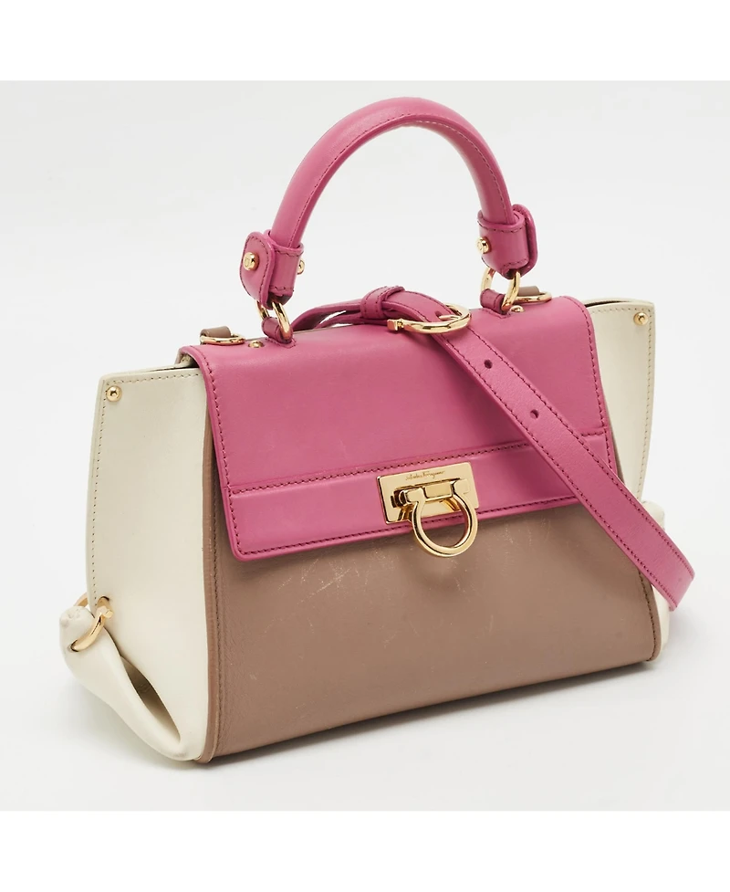 Pre-Owned Salvatore Ferragamo Women's Sofia Small Tricolor Leather Top Handle Bag