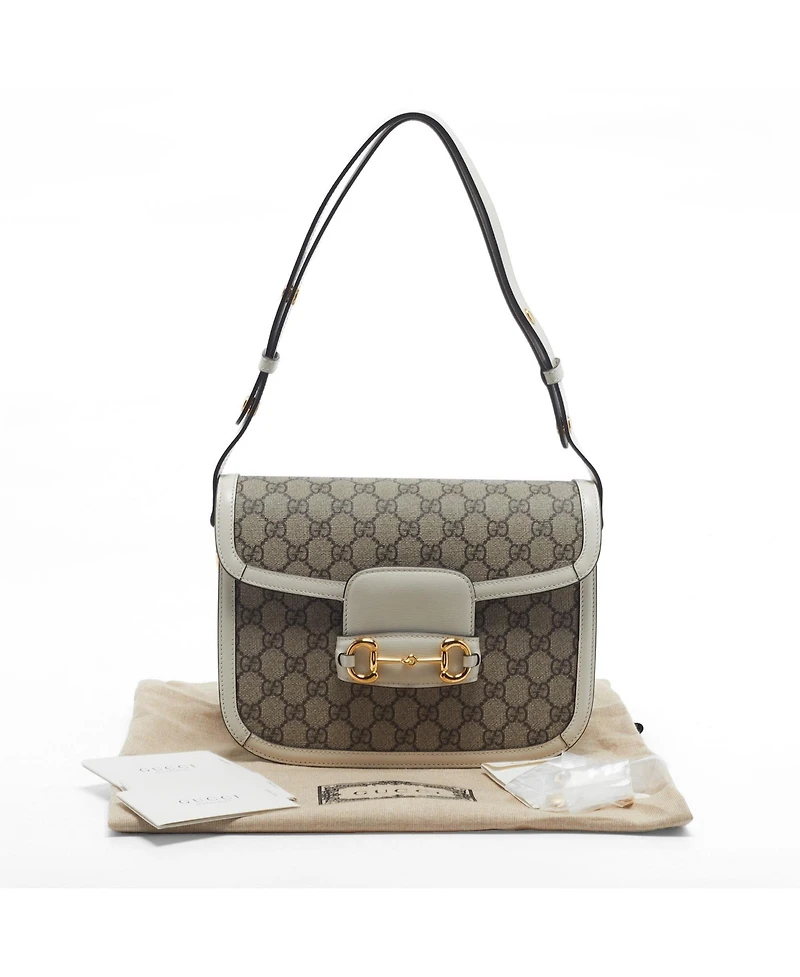 Pre-Owned Gucci Women's Horsebit 1955 Medium Gg Supreme Shoulder Bag