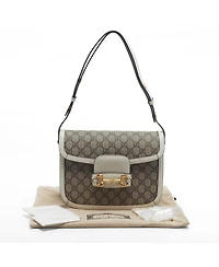 Pre-Owned Gucci Women's Horsebit 1955 Medium Gg Supreme Shoulder Bag