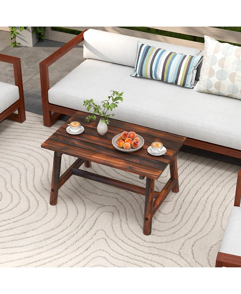 Mecale 35.5 in Solid Wood Patio Coffee Table with 275-lb Capacity