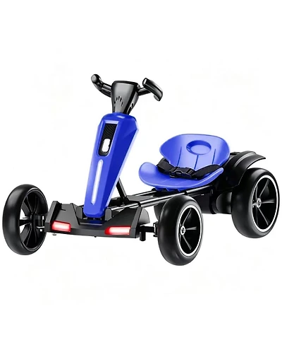 Yobtop 12V Electric Kids Pedal Go Kart - Foldable Outdoor Ride On Toy with Adjustable Seat, 4 Non-Slip Eva Wheels, Boys Girls Ages 3-6