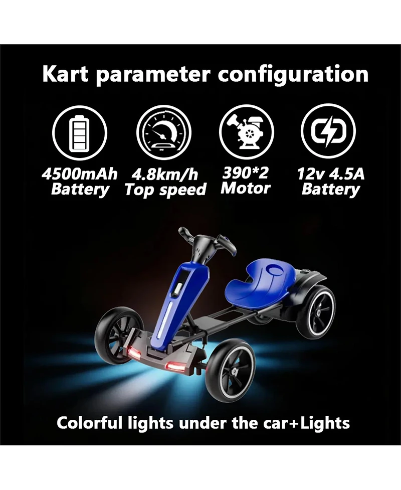 Yobtop 12V Electric Kids Pedal Go Kart - Foldable Outdoor Ride On Toy with Adjustable Seat, 4 Non-Slip Eva Wheels, Boys Girls Ages 3-6