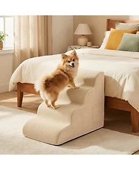 Gymax 4-Tier Foam Dog Ramp Non-Slip Dog Steps w/Gentle Slope Surface for High Sofa