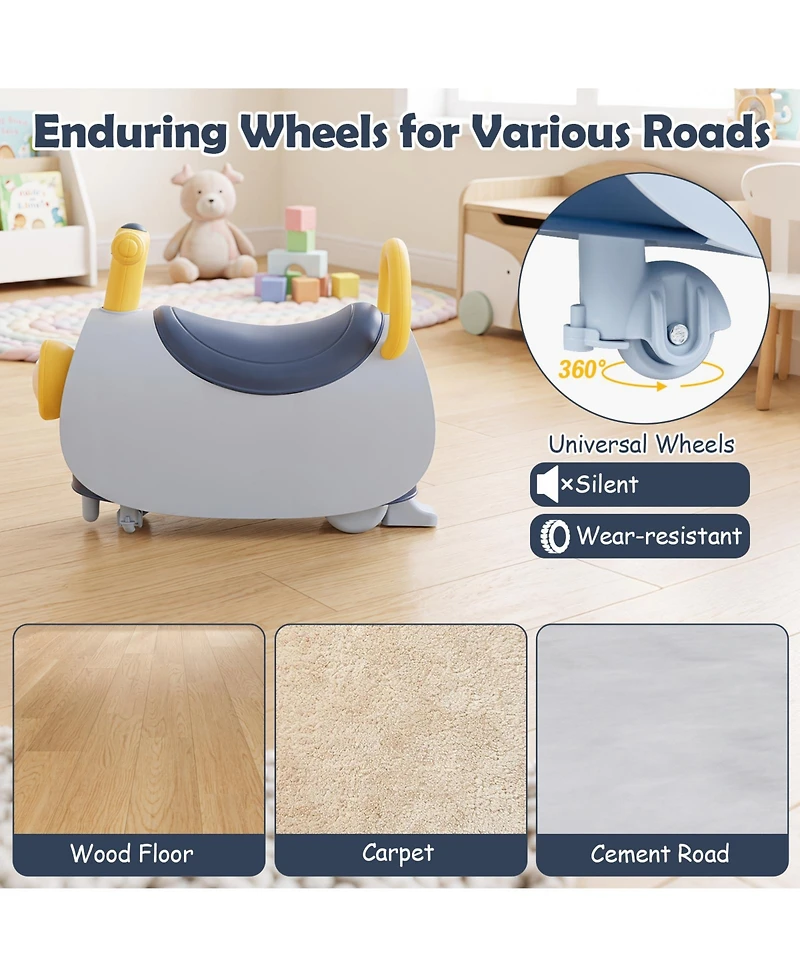 Gymax Ride-On Push Car with Headlight and Music, Under-Seat Storage, 55 lbs Capacity, Ages 18-36 Months