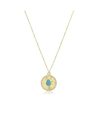 The Lovery Turquoise Fluted Halo Disc Necklace 14K Gold-Plated Sterling Silver