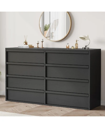 54" 8-Drawer Dresser for Bedroom, Modern Wide Chest of Drawers with Large Storage, Wood Organizer for Living Room, Entryway, Nursery