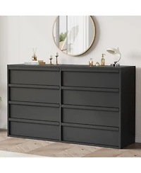 54" 8-Drawer Dresser for Bedroom, Modern Wide Chest of Drawers with Large Storage, Wood Organizer for Living Room, Entryway, Nursery