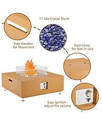 50,000 Btu Propane Fire Pit Table with Wind Guard, Glass Beads, Lid and Waterproof Cover, Convertible Outdoor Patio Table, 36"/56" Variations