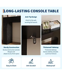 47" Console Table with Drawer, Narrow Farmhouse Entryway Table, Wood Sofa Table Behind Couch, Tv Stand for Hallway, Foyer or Living Room