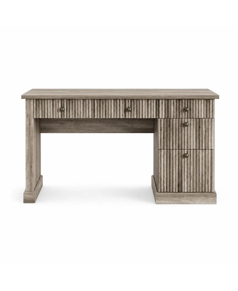 homfan 54" Fluted Executive Desk with File Drawer & Storage Drawers,Grey
