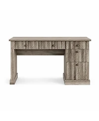 homfan 54" Fluted Executive Desk with File Drawer & Storage Drawers,Grey