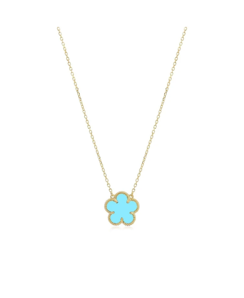 The Lovery Turquoise Single Spring Flower Necklace 14K Gold-Plated Sterling Silver