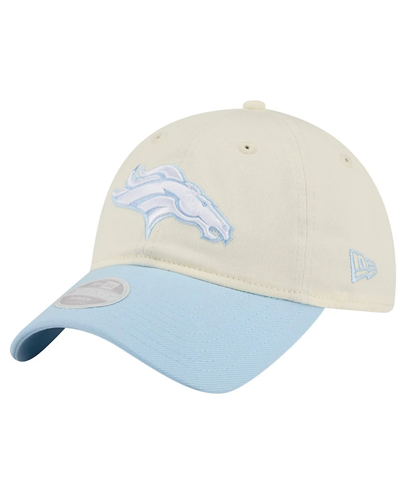 New Era Women's Cream/Coastal Blue Denver Broncos 9TWENTY Adjustable Hat