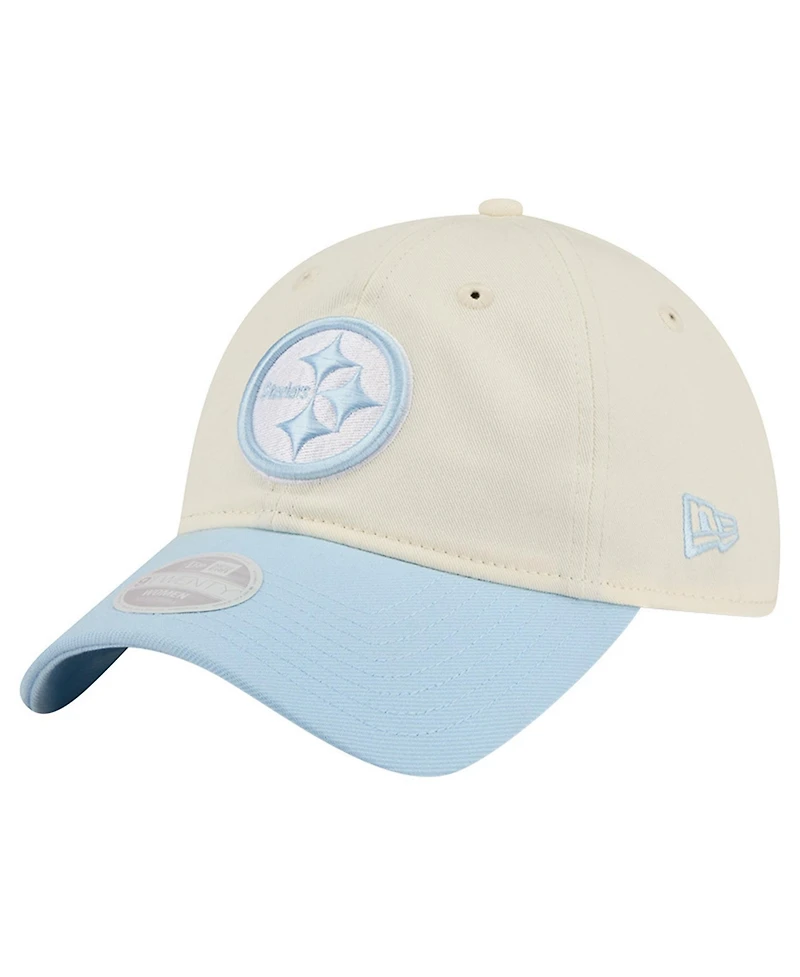 New Era Women's Cream/Coastal Blue Pittsburgh Steelers 9TWENTY Adjustable Hat