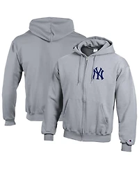 Champion Men's New York Yankees Powerblend Full-Zip Fleece-Lined Relaxed-Fit Hoodie
