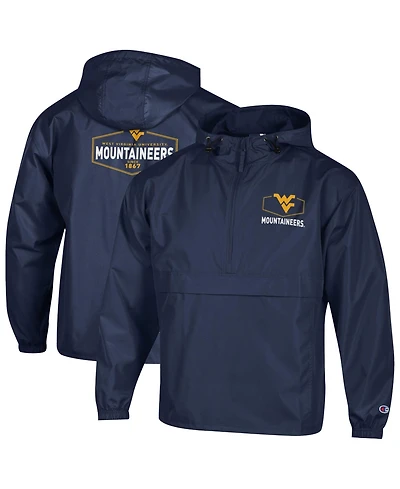 Champion Men's Navy West Virginia Mountaineers Delay Packable Half-Zip Jacket