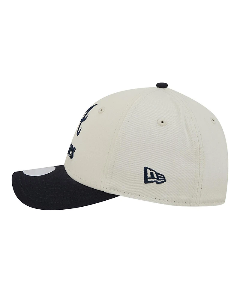 New Era Women's Cream/Navy Atlanta Braves Primary 9FORTY M-Crown Adjustable Hat