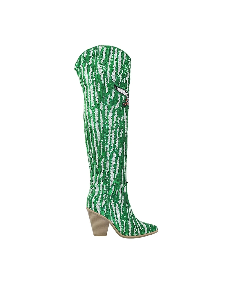 Cuce Philadelphia Eagles Over-the-Knee Two-Tone Sequin Boots