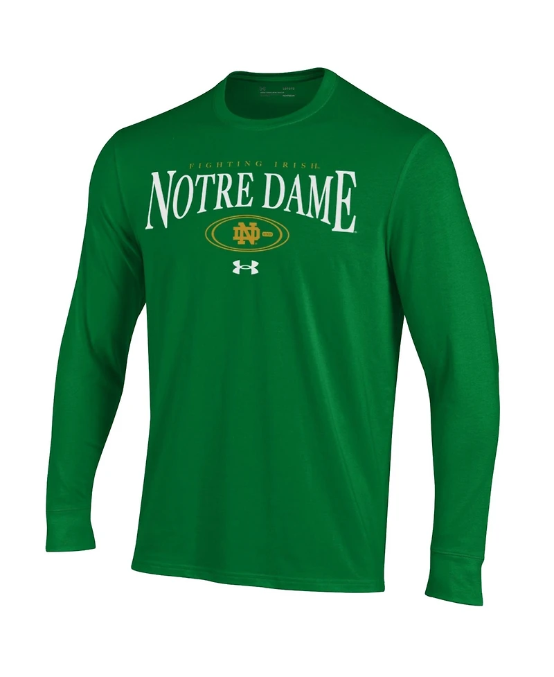 Under Armour Men's Kelly Green Notre Dame Fighting Irish 2026 Sideline Performance Cotton Long Sleeve T-Shirt
