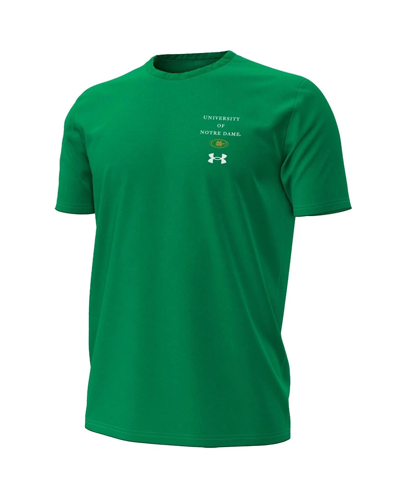 Under Armour Men's Ua Performance Cotton-Blend Collegiate Notre Dame Fighting Irish Screen Print Short-Sleeve Crewneck T-Shirt