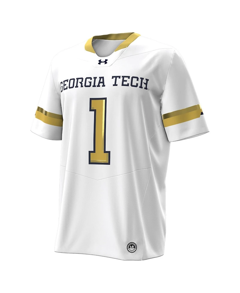 Under Armour Men's Number 1 Georgia Tech Yellow Jackets Away Replica Notch Neck Football Jersey