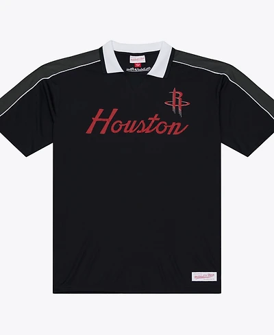 Mitchell & Ness Men's Houston Rockets Sewn-On Stripe Polo Shirt