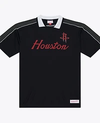 Mitchell & Ness Men's Houston Rockets Sewn-On Stripe Polo Shirt