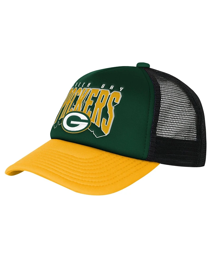 Outerstuff Big Boys and Girls Green Bay Packers Handoff Foam-Front-Panel Trucker Hat