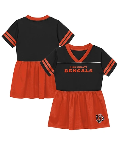 Outerstuff Toddler Girls' 2T-5T Cincinnati Bengals Stadium Lights Fit & Flare V-Neck Jersey Dress