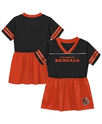 Outerstuff Toddler Girls' 2T-5T Cincinnati Bengals Stadium Lights Fit & Flare V-Neck Jersey Dress