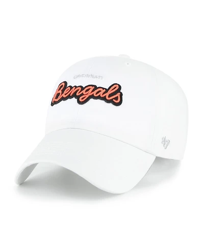'47 Brand Women's White Cincinnati Bengals Trendy Script Clean Up Adjustable Hat