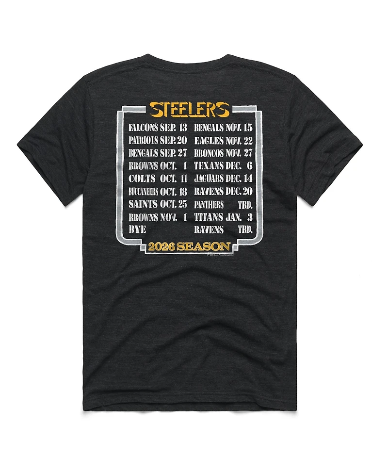 Homage Men's and Women's Pittsburgh Steelers Schedule Queen Tri-Blend T-Shirt