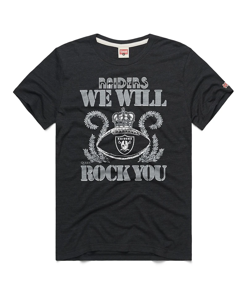 Homage Men's and Women's Charcoal Las Vegas Raiders 2026 Nfl Schedule Queen Tri-Blend T-Shirt