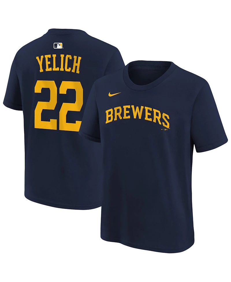 Nike Boys' and Girls' 4-16 Christian Yelich Milwaukee Brewers Screen-Printed T-Shirt