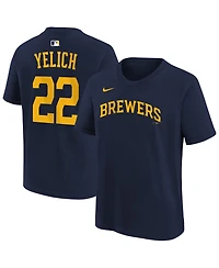 Nike Boys' and Girls' 4-16 Christian Yelich Milwaukee Brewers Screen-Printed T-Shirt