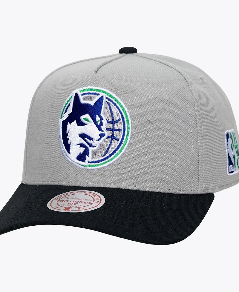Mitchell & Ness Men's Gray Minnesota Timberwolves Legendary Home Pro Pinch Snapback Hat